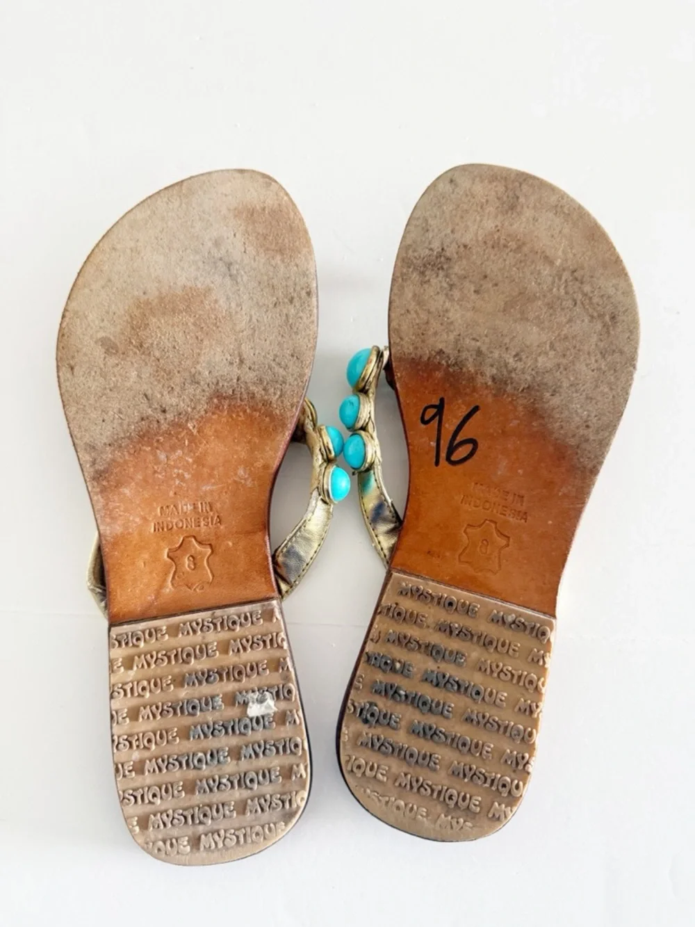 Vintage Y2K Mystique Boutique Stone Thong Sandals Size 8 - Picture 11 of 12